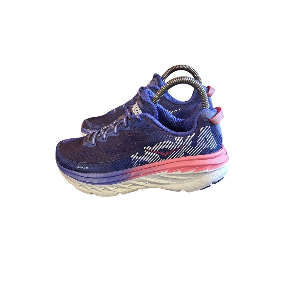Hoka One One Bondi 5 Womens Running Shoes Blue Pink 1014759 BSTW Size 7